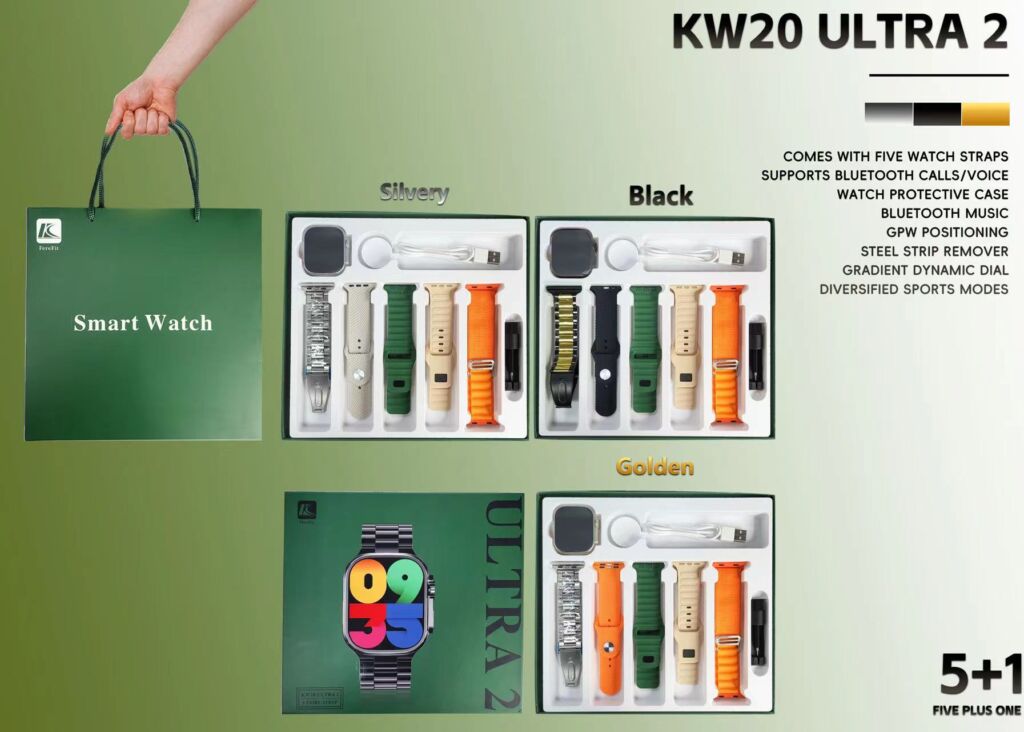 ساعت هوشمند مدل KW20 Ultra2 - جعبه و بگ
