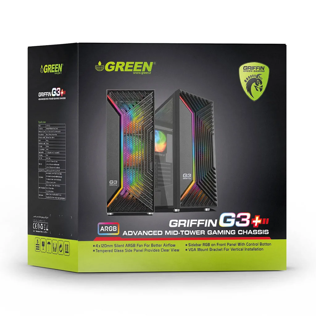 کیس کامپیوتر گرین مدل GRIFFIN G3 Plus