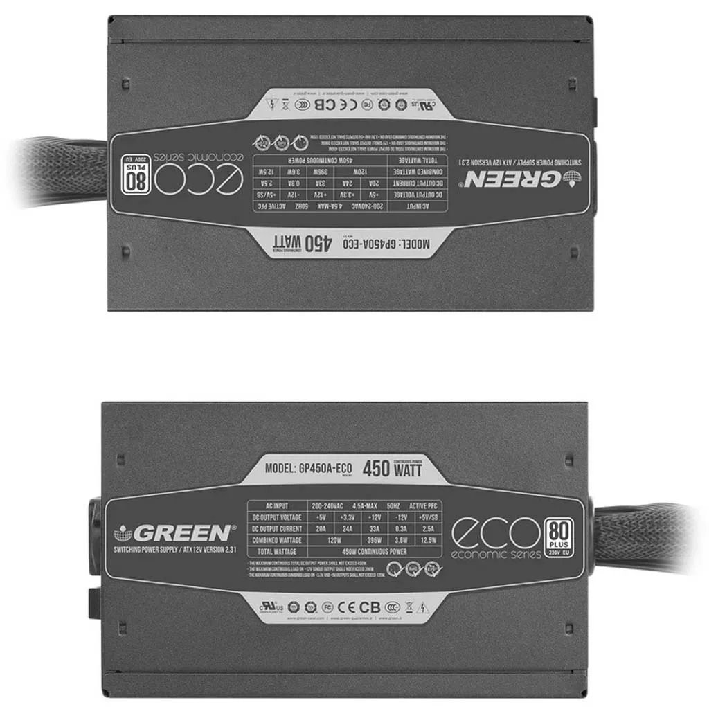 منبع تغذیه کامپیوتر گرین مدل GP450A-ECO Rev3.1