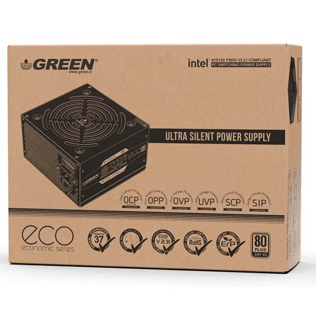 منبع تغذیه کامپیوتر گرین مدل GP450A-ECO Rev3.1