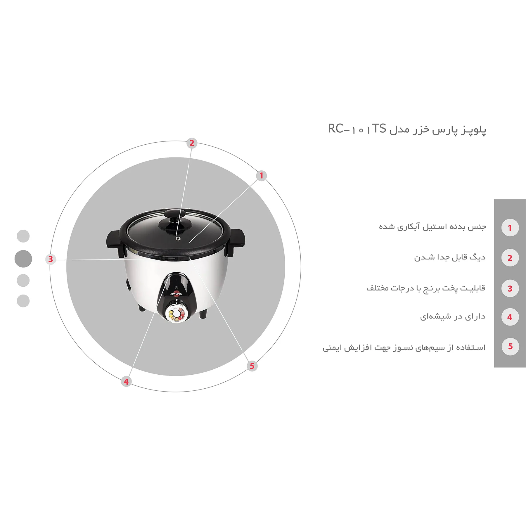 پلوپز پارس خزر مدل RC-101TS