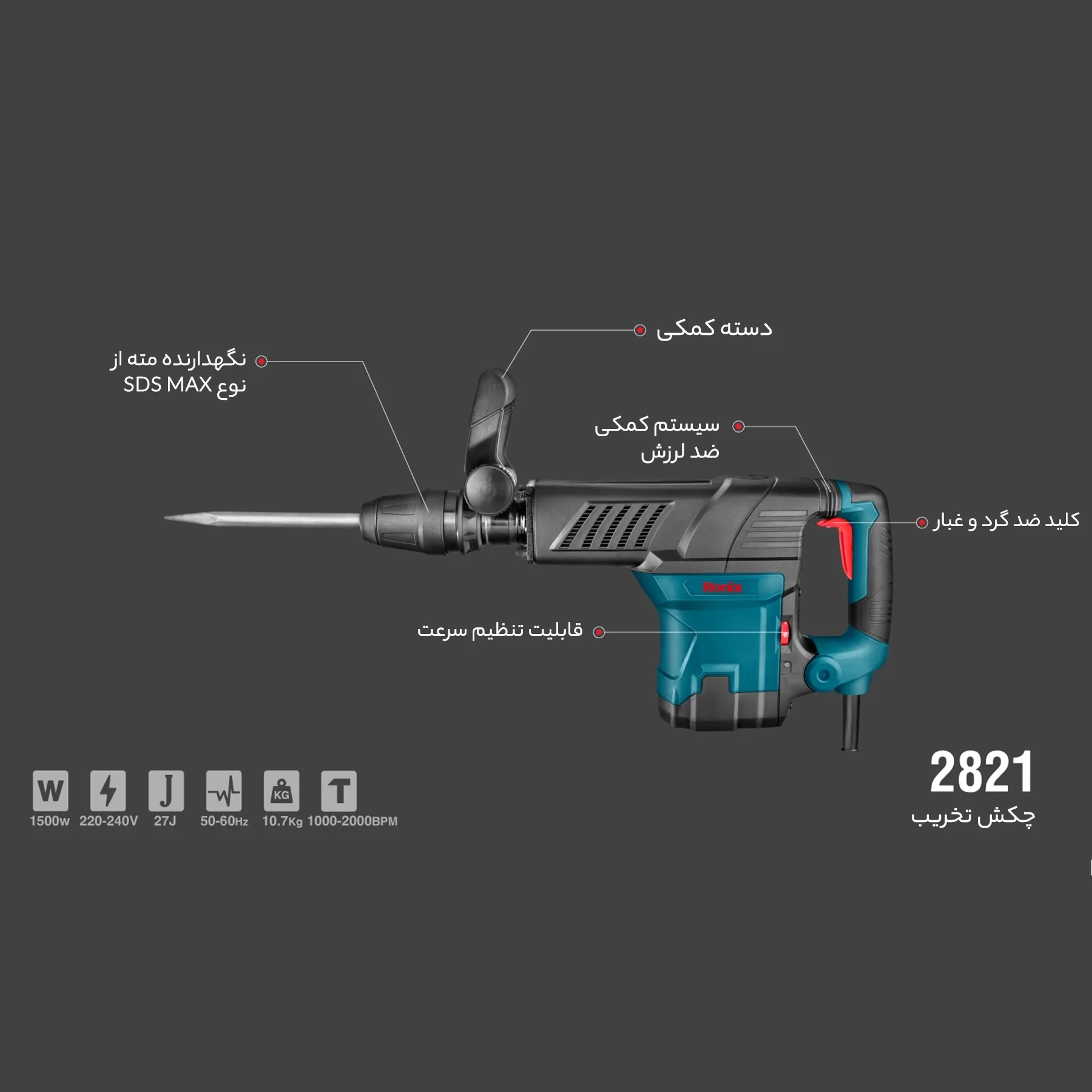 چکش تخریب رونیکس مدل 2821