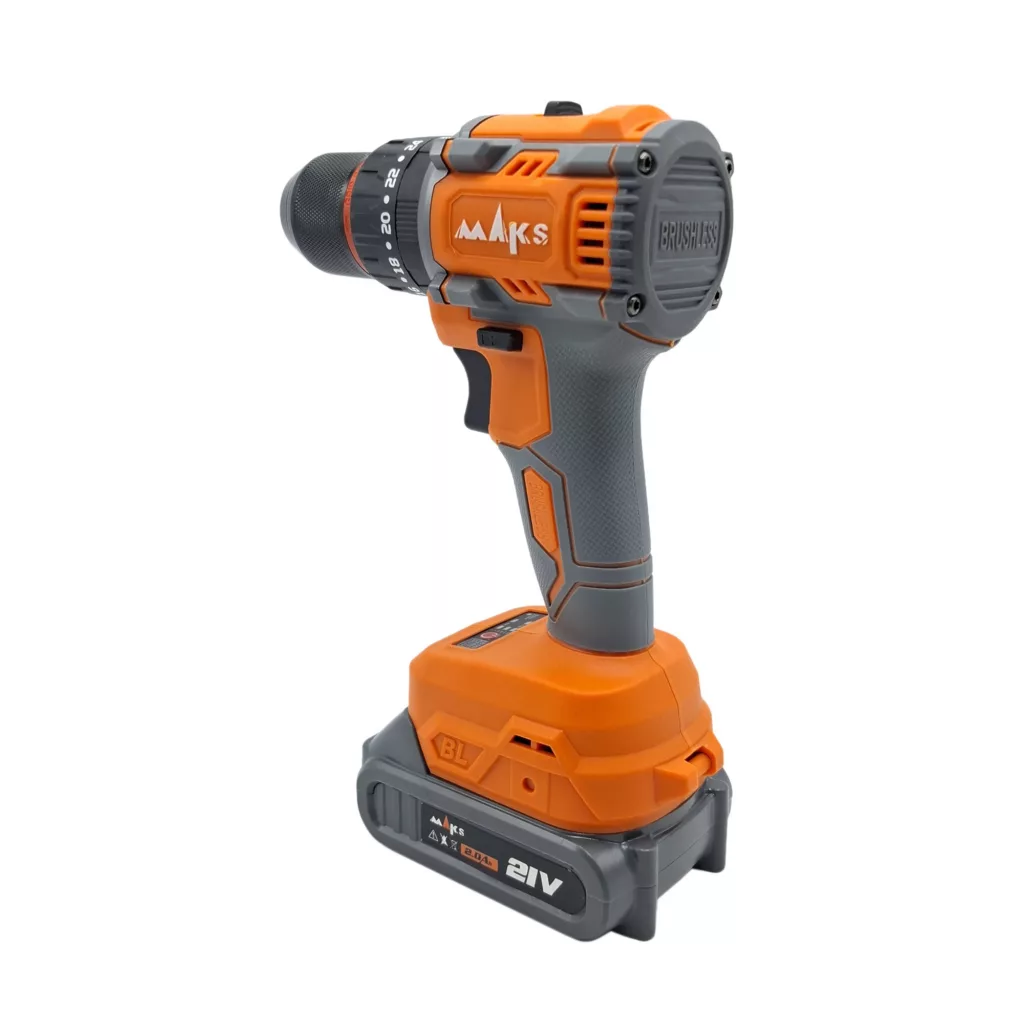 دریل چکشی شارژی براشلس سه نظام 10 میلی متری 21 ولت مکث اچ ام تی مدل DB3 مجوعه 5 عددی