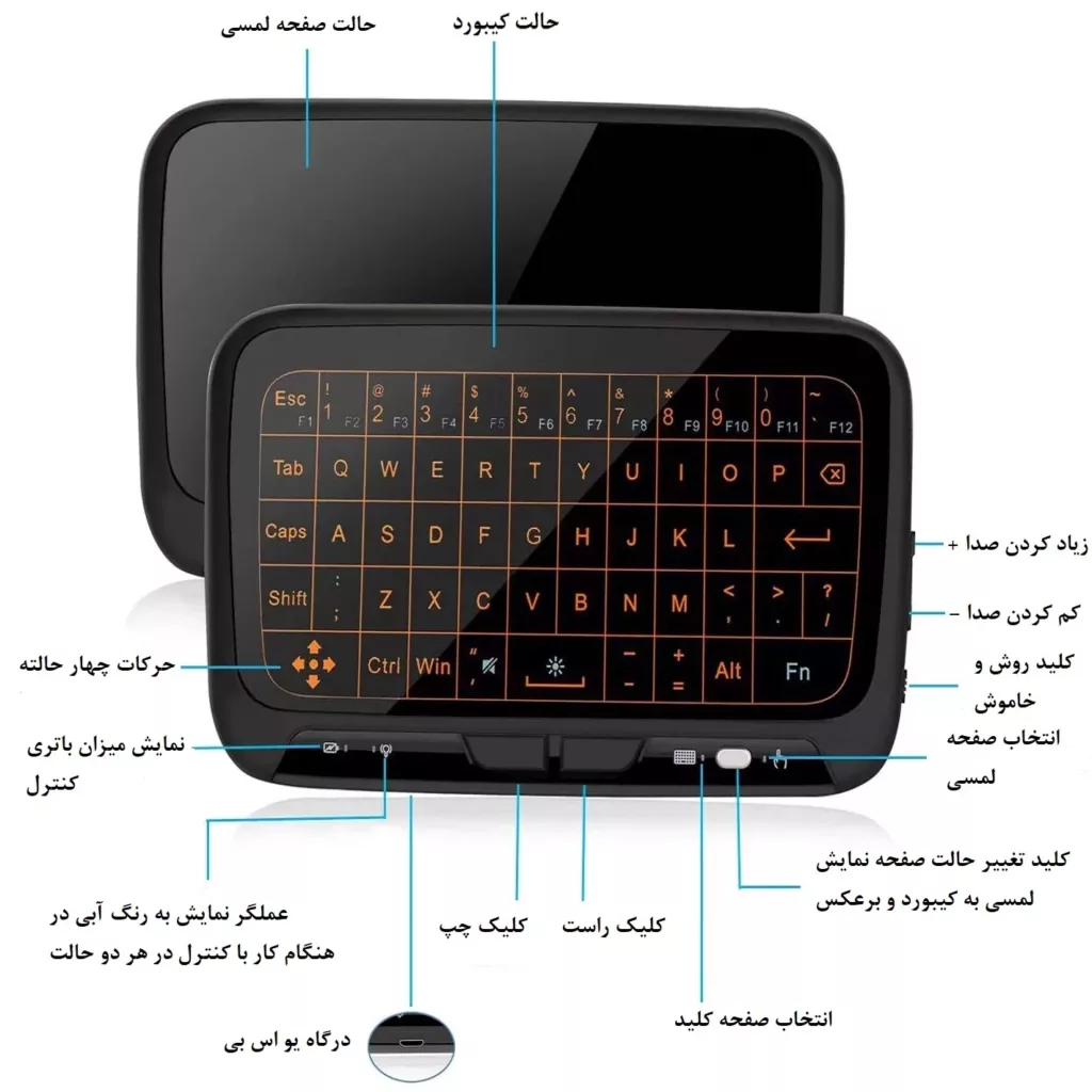 مینی کیبورد بی سیم همراه با تاچ پد مدل +H18