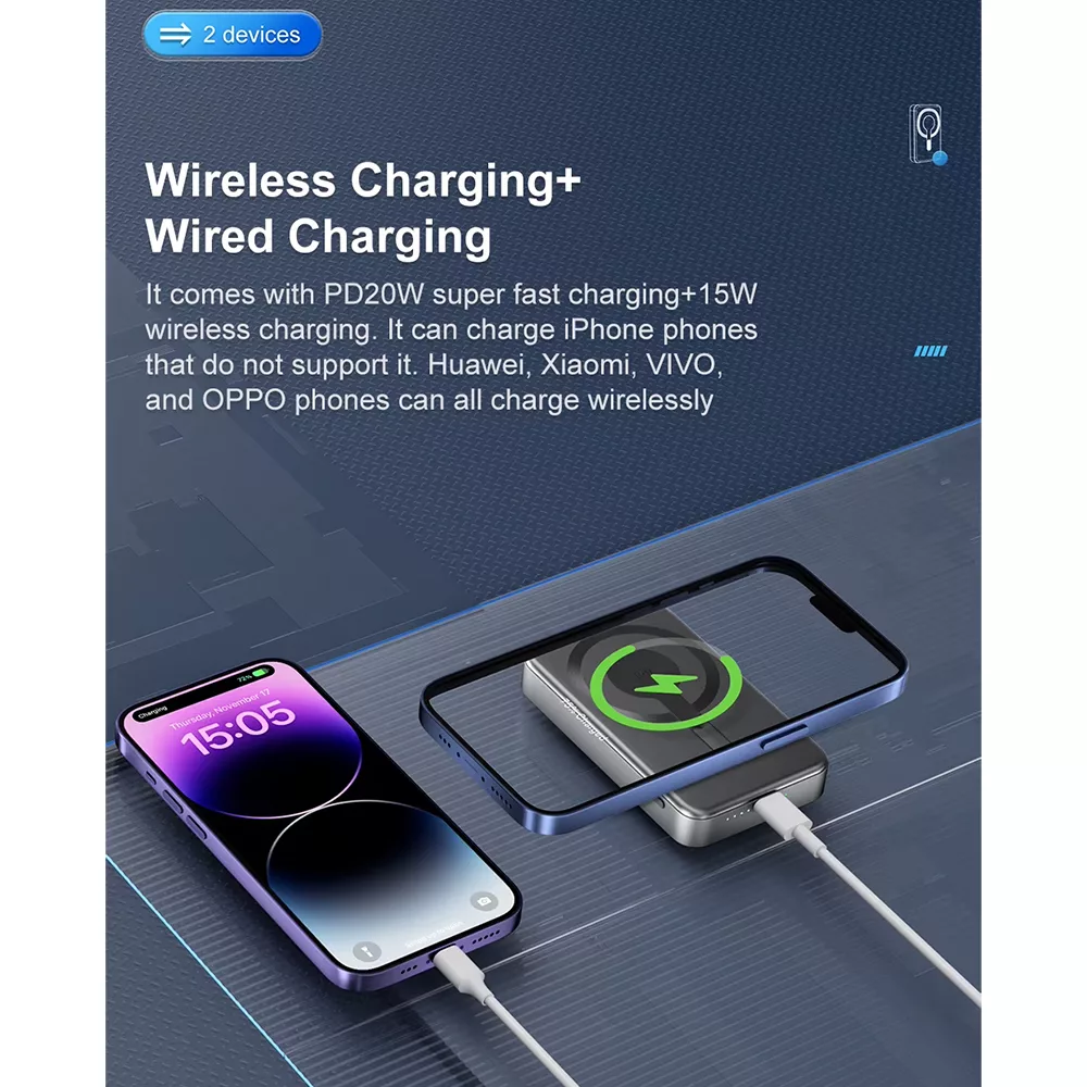 پاوربانک اوفی مدل MagSafe PB-08 22.5W ظرفیت 10000 میلی آمپر ساعت