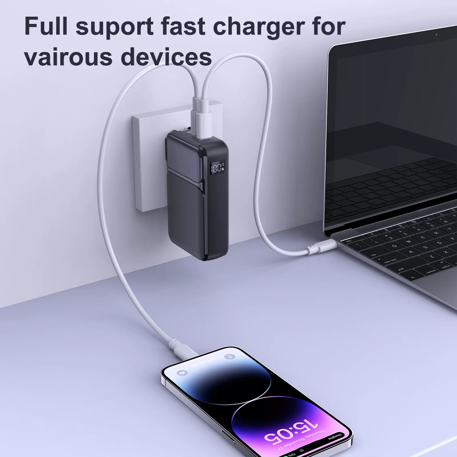 پاوربانک پارمپ مدل PBF-PL20000 22.5W ظرفیت 20000 میلی آمپر ساعت