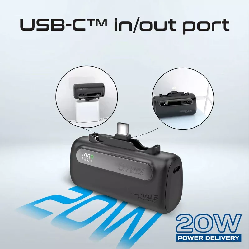 پاوربانک پرومیت مدل POWERUP-DUO  ظرفیت 5000 میلی‌آمپرساعت