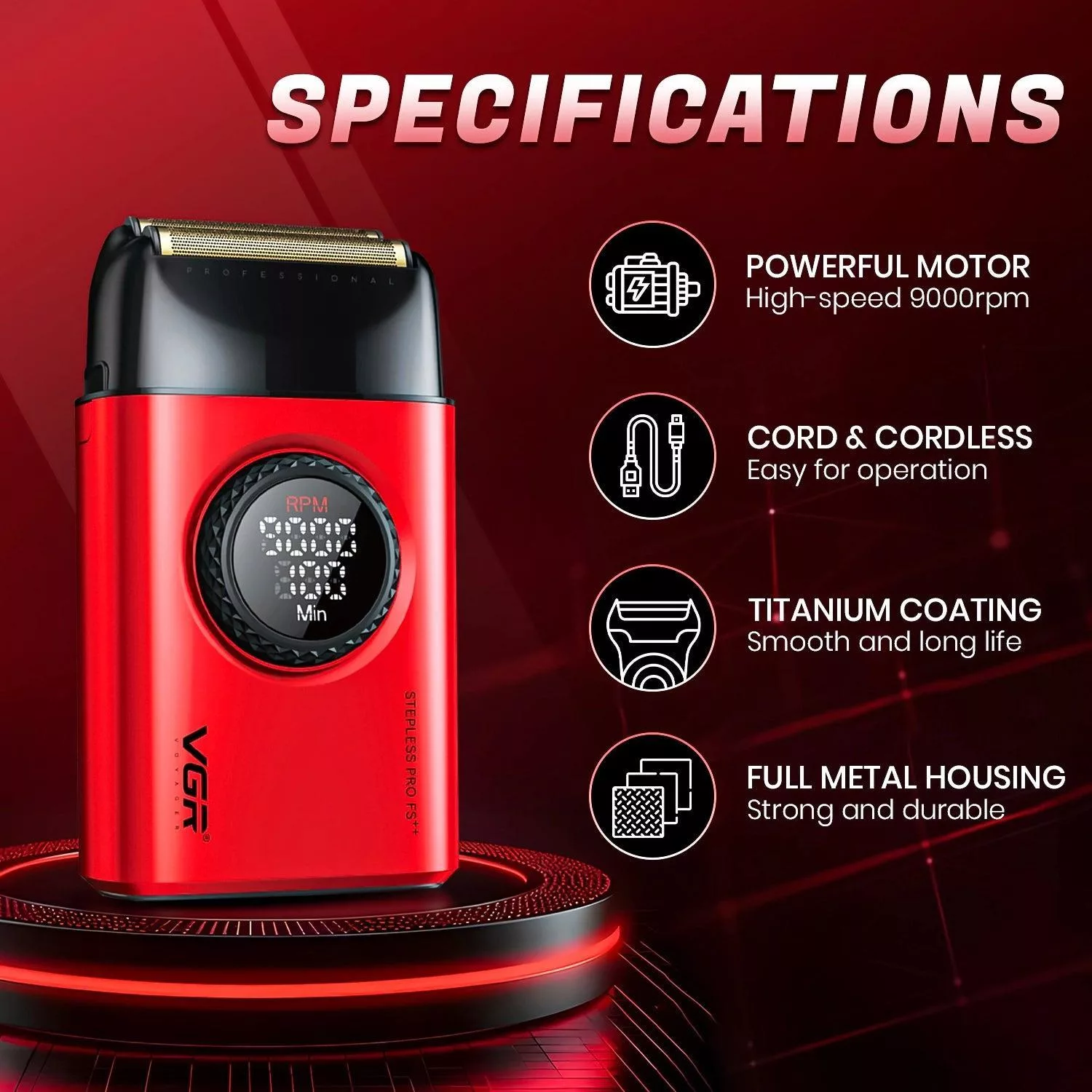 ماشین اصلاح موی صورت شارژی وی جی ار مدل V-377