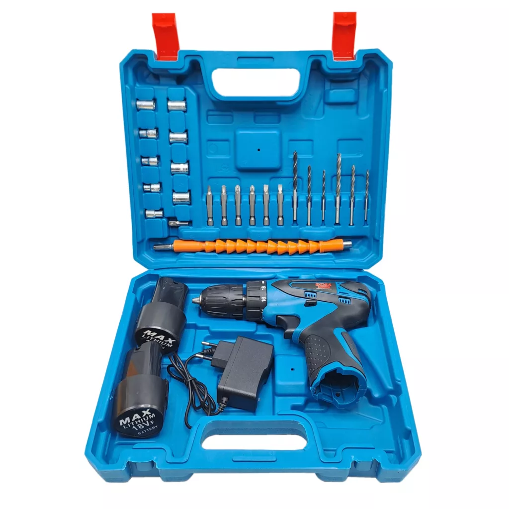 مجموعه 28 عددی دریل پیچ گوشتی شارژی سه نظام 10 اتوماتیک 18 ولت باس مدل 18VF کد 2