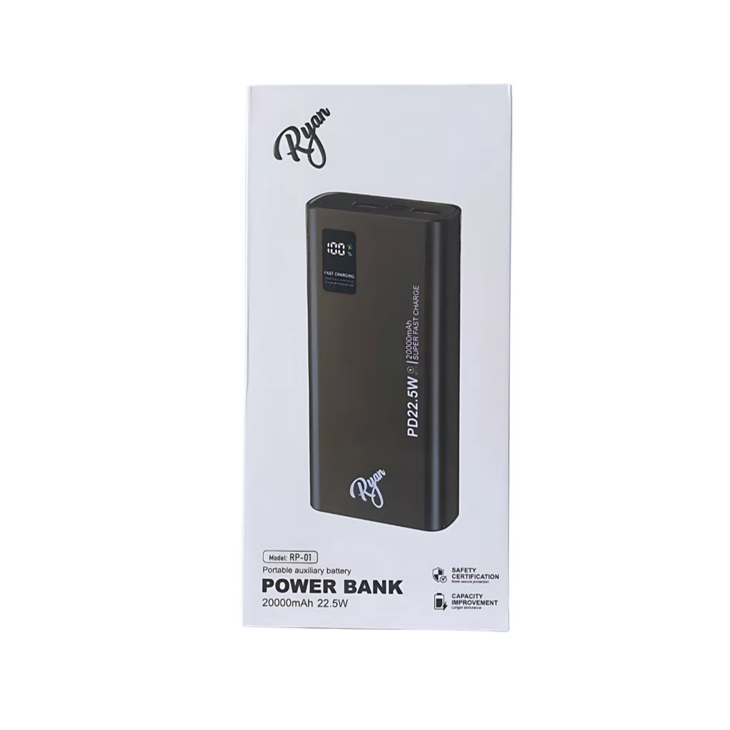 پاوربانک ریان مدل RP-01  ظرفیت 20000 میلی آمپر ساعت