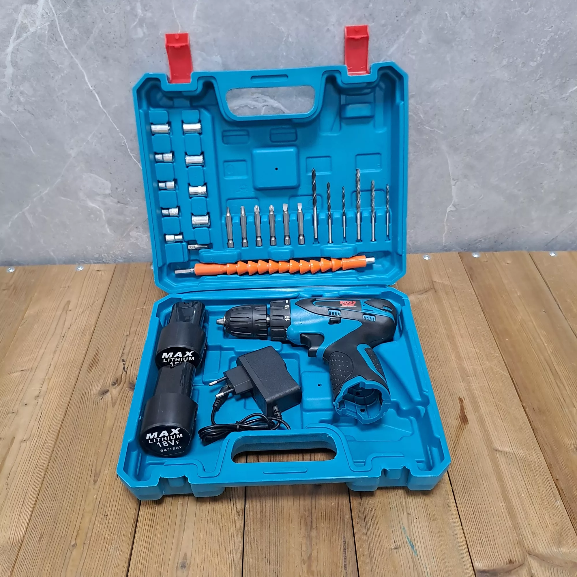 مجموعه 28 عددی دریل پیچ گوشتی شارژی سه نظام 10 اتوماتیک 18 ولت باس مدل LIFE _ STYLE کد 2