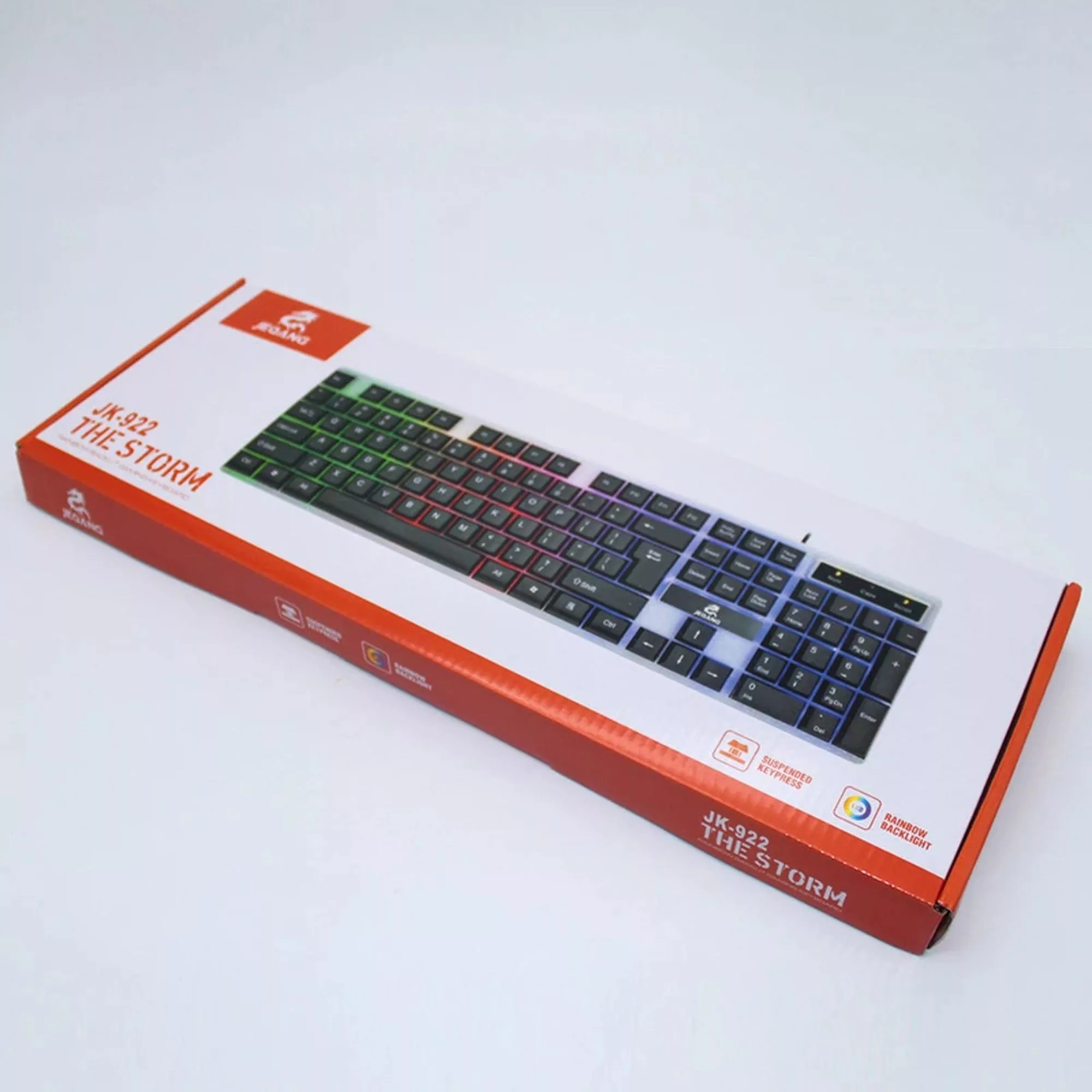 کیبورد مخصوص بازی جکنگ مدل JK_922، سوییچ ممبران ، Full Size، نورپردازی LED RGB