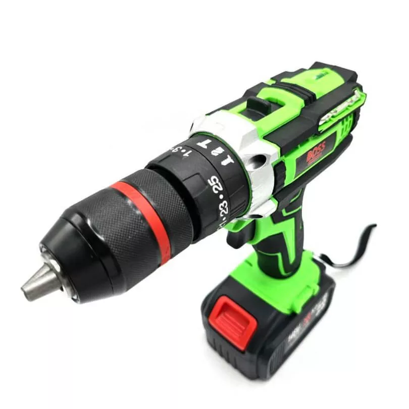 دریل چکشی شارژی صنعتی باس مدل BS-148VF-G مجموعه 26 عددی