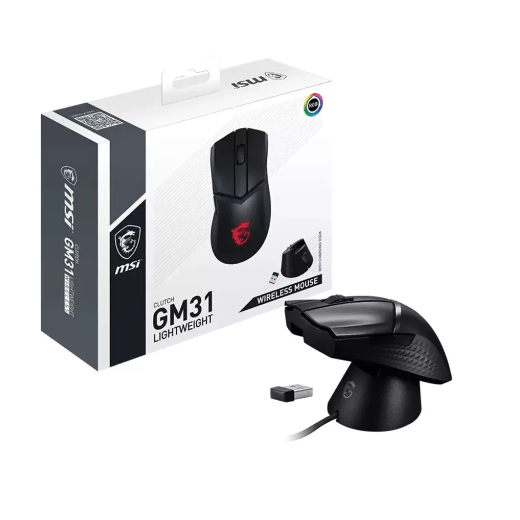 ماوس بی سیم گیمینگ ام اس آی مدل CLUTCH GM31 LIGHTWEIGHT