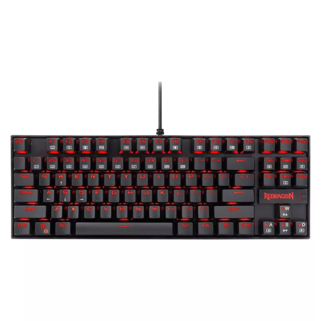 کیبورد گیمینگ ردراگون مدل K552 Kumara، سوییچ مکانیکال قرمز، Tenkeyless، نورپردازی RGB، قابلیت Anti-Ghosting