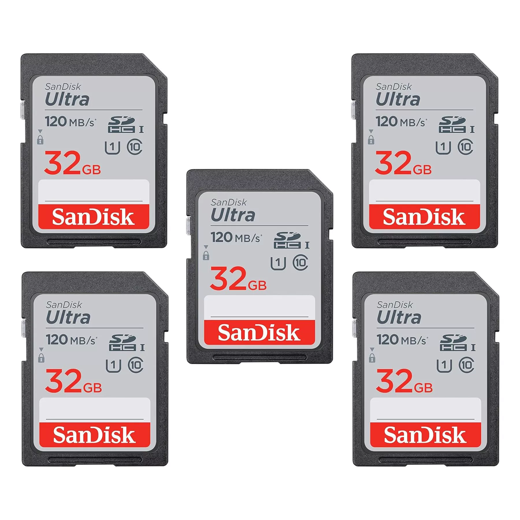 کارت حافظه SDHC سن دیسک مدل Ultra کلاس 10 استاندارد UHS-I U1 سرعت 120MBps ظرفیت 32 گیگابایت بسته 5عددی