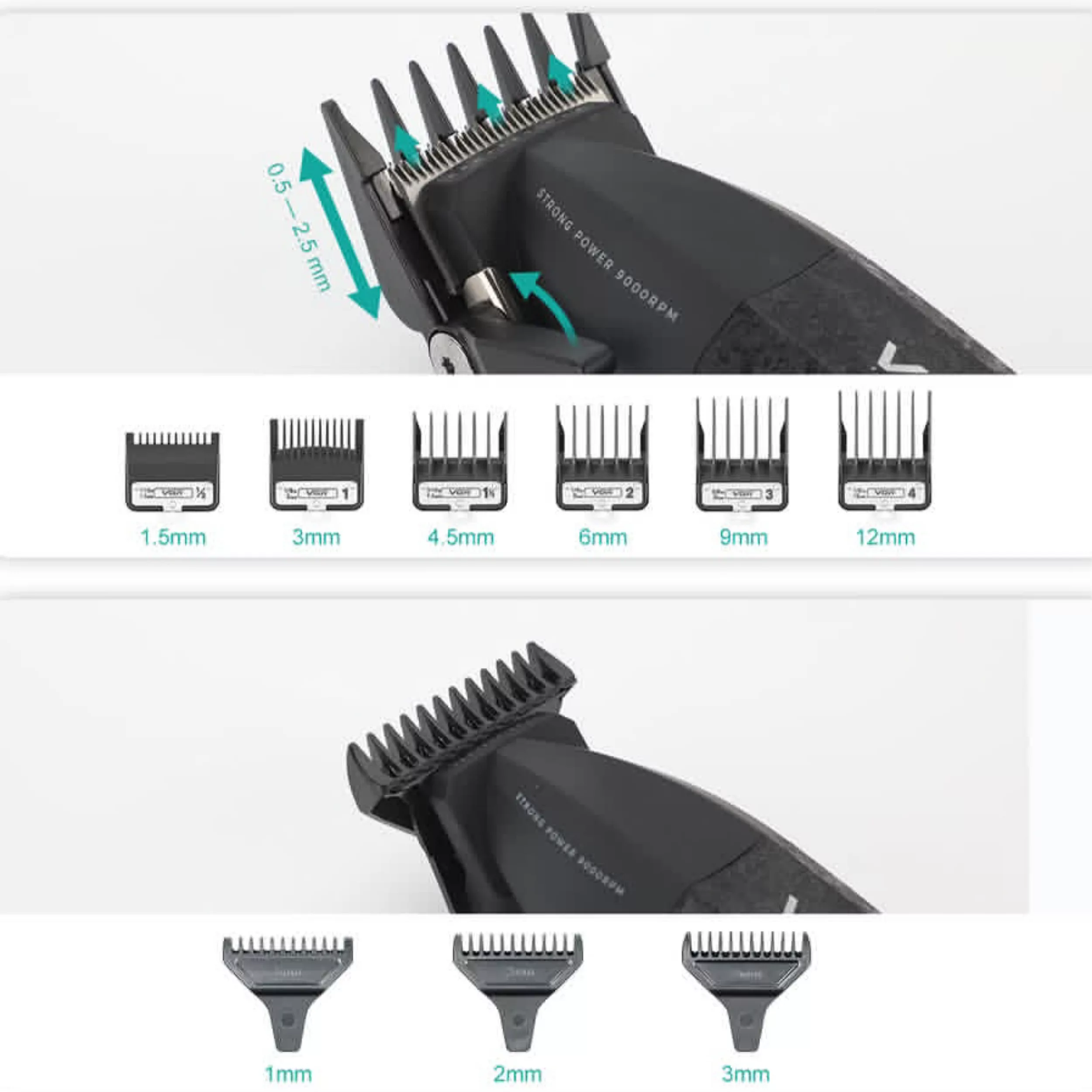 ماشین اصلاح موی سر و صورت شارژی وی جی ار مدل V-640 s3 مجموعه 3 عددی