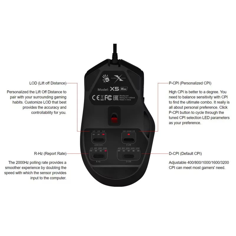 ماوس مخصوص بازی بلادی مدل X5MAX