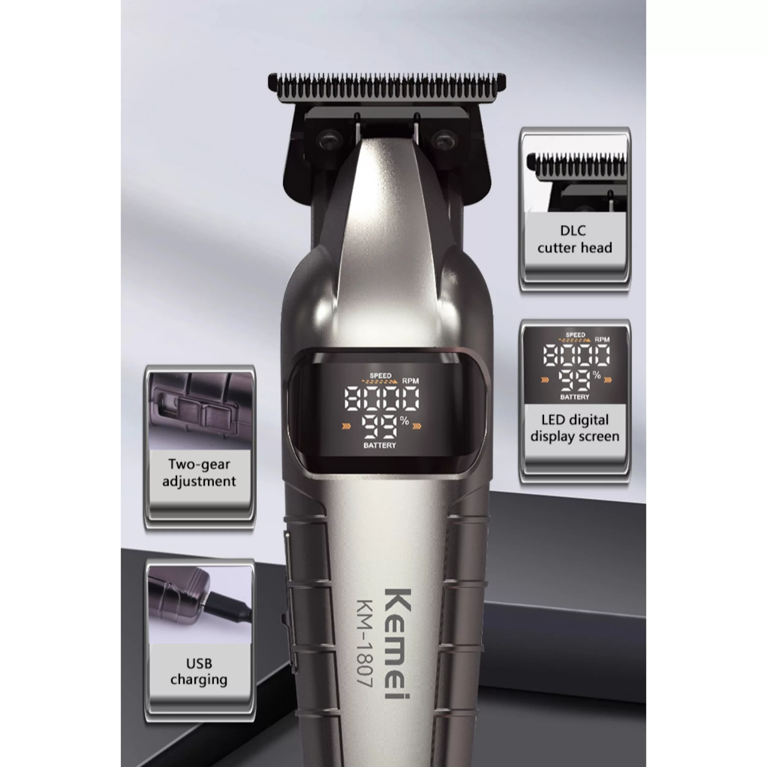 ماشین اصلاح موی سر و صورت شارژی کیمی مدل km-1807