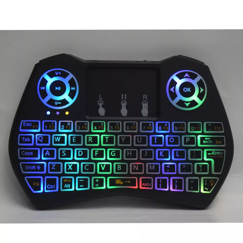 مینی کیبورد بی سیم همراه با تاچ پد مدل SUPER-RGB