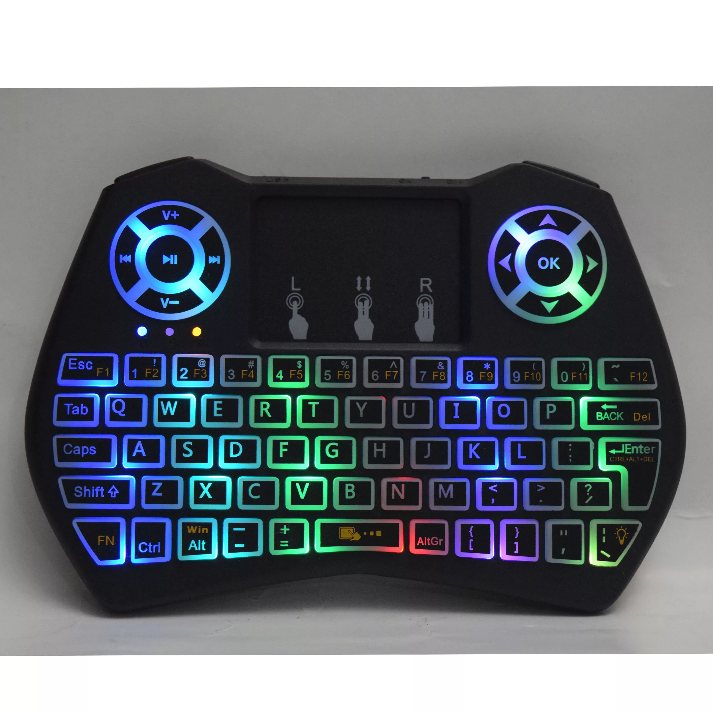 مینی کیبورد بی سیم همراه با تاچ پد مدل SUPER-RGB