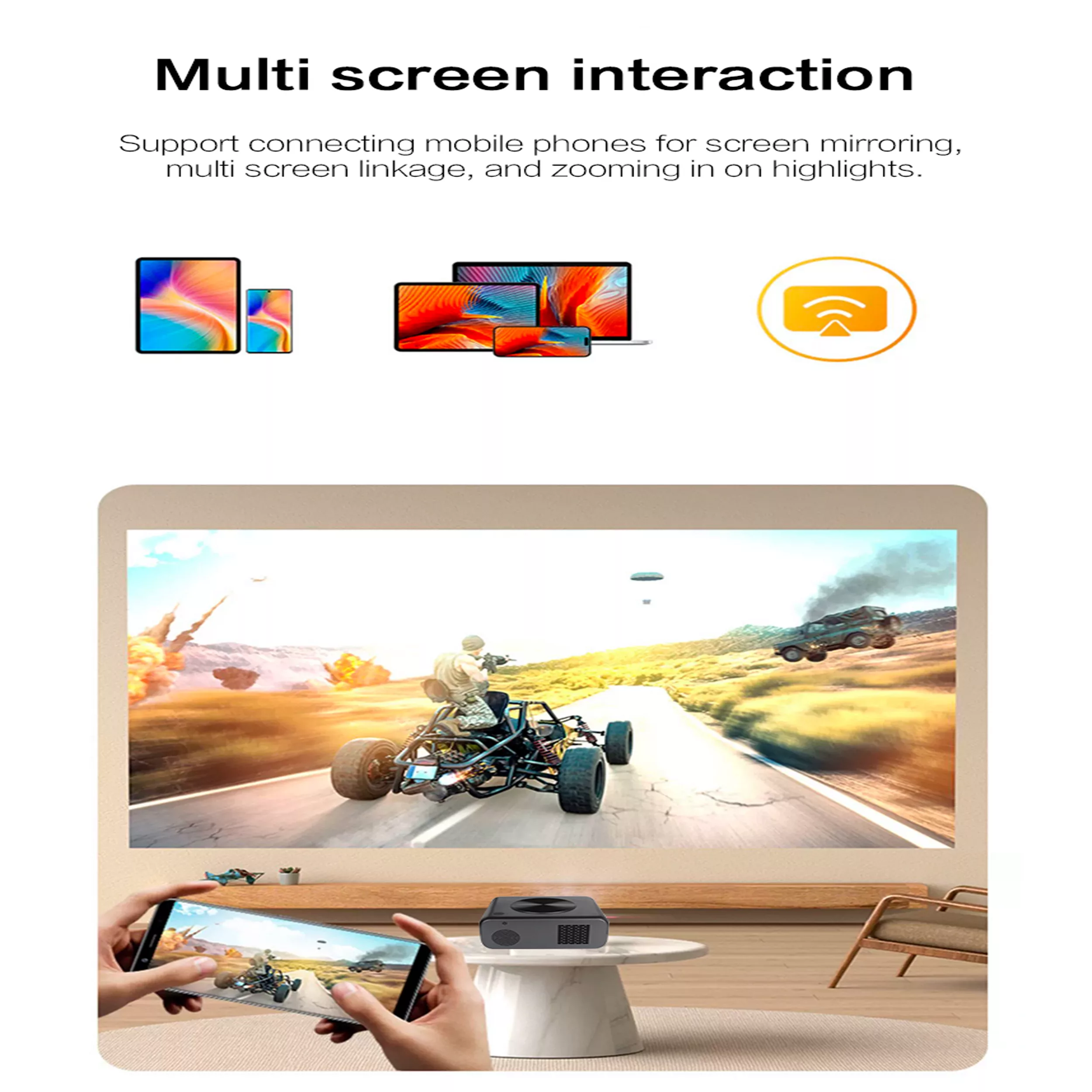 مینی ویدئو پروژکتور النز مدل SD550 به همراه پرده نمایش