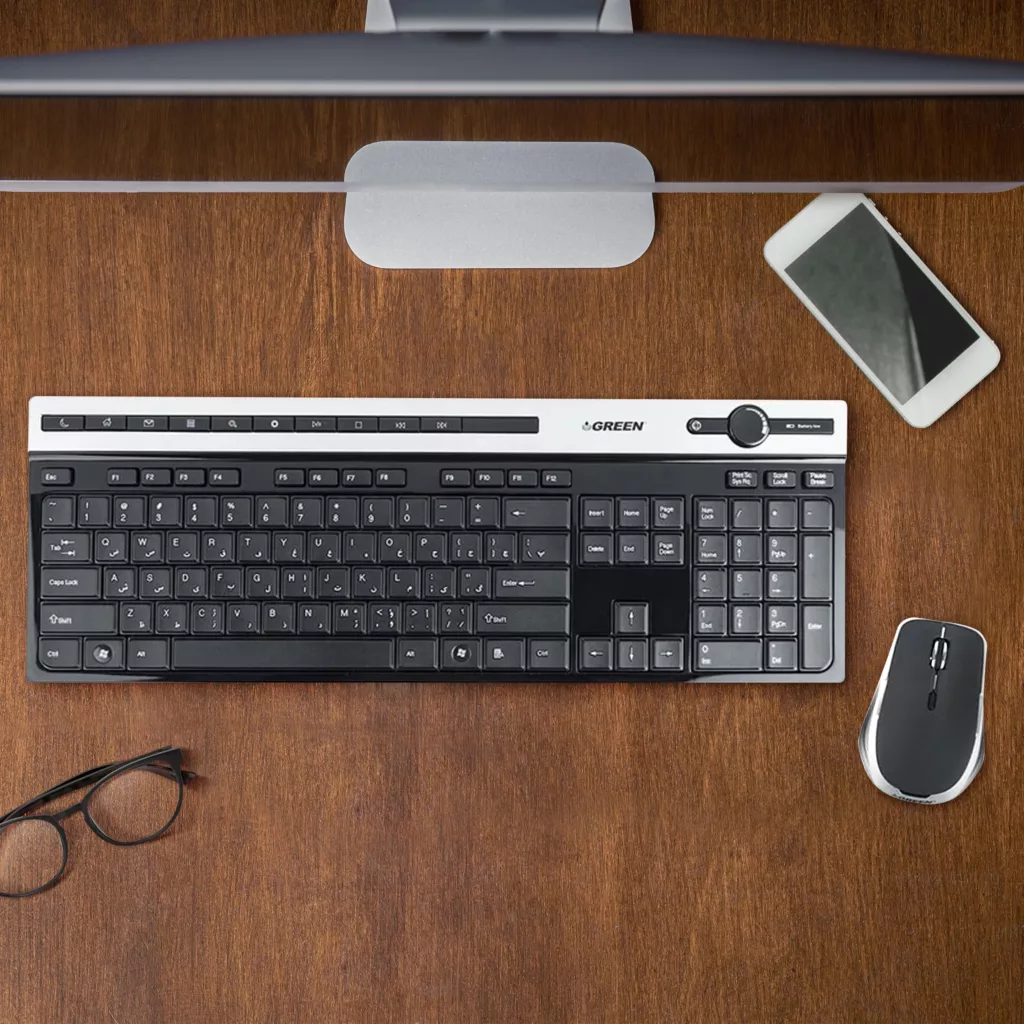 کیبورد و ماوس بی سیم گرین مدل GKM-505W، سوییچ ممبران، Full-Size