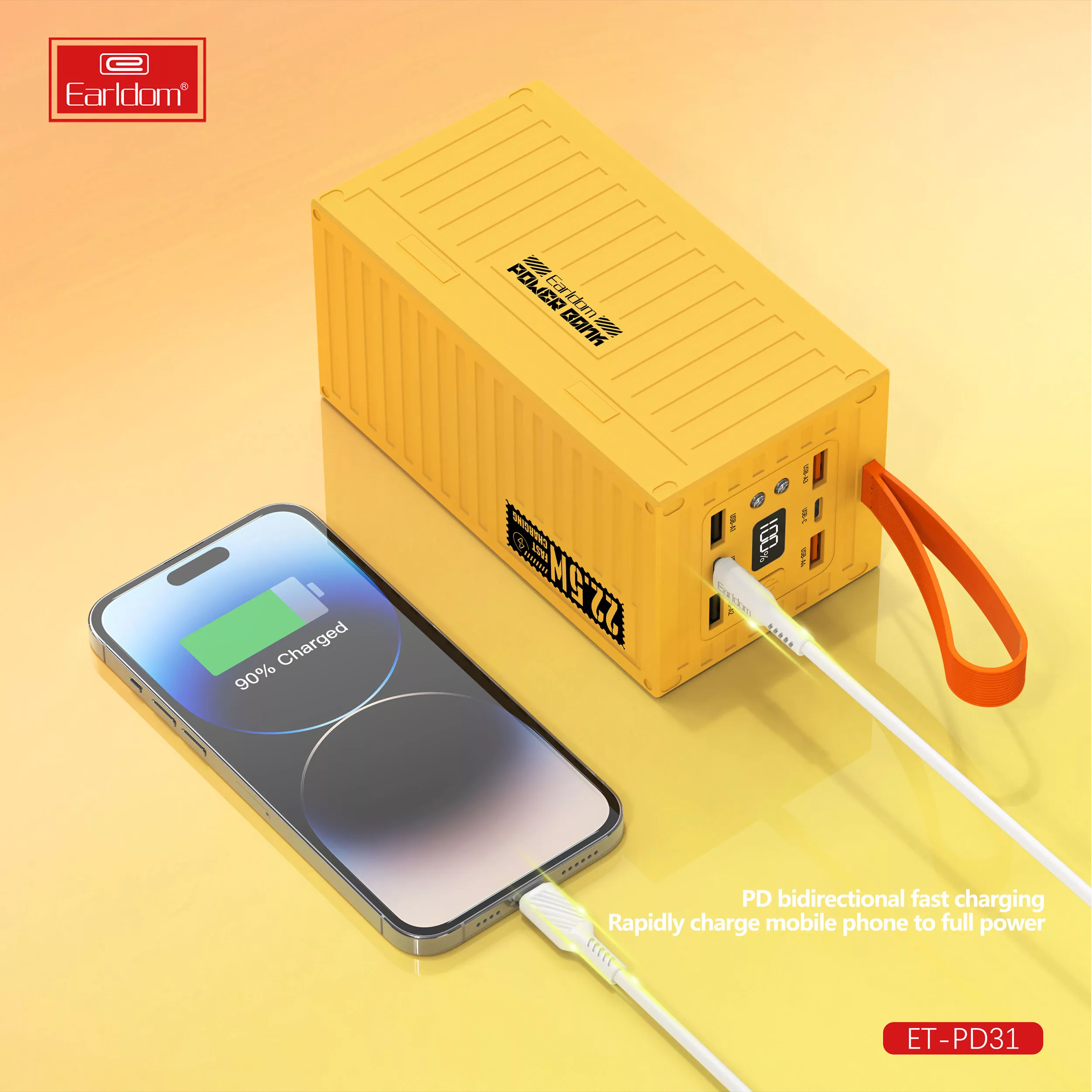 پاوربانک ارلدام مدل CONTAINER PD31 ظرفیت 60000 میلی آمپر ساعت