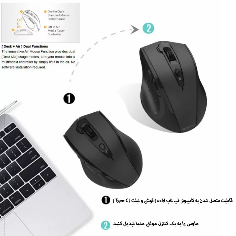 ماوس بی سیم ای فورتک مدل G_7_81OS_AIR2_SILENT