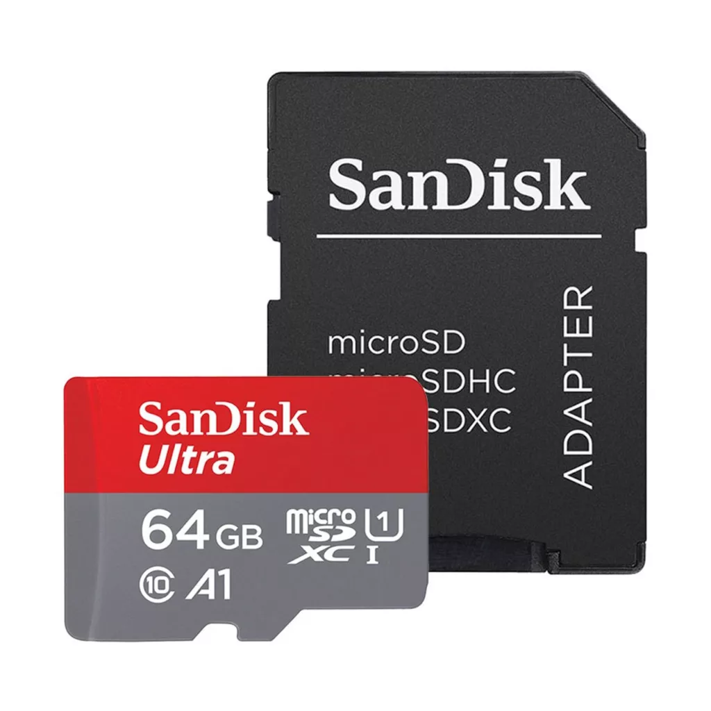 کارت حافظه microSDXC سن دیسک مدل Ultra A1 کلاس 10 استاندارد UHS-I سرعت 100MBps ظرفیت 64 گیگابایت به همراه آداپتور SD
