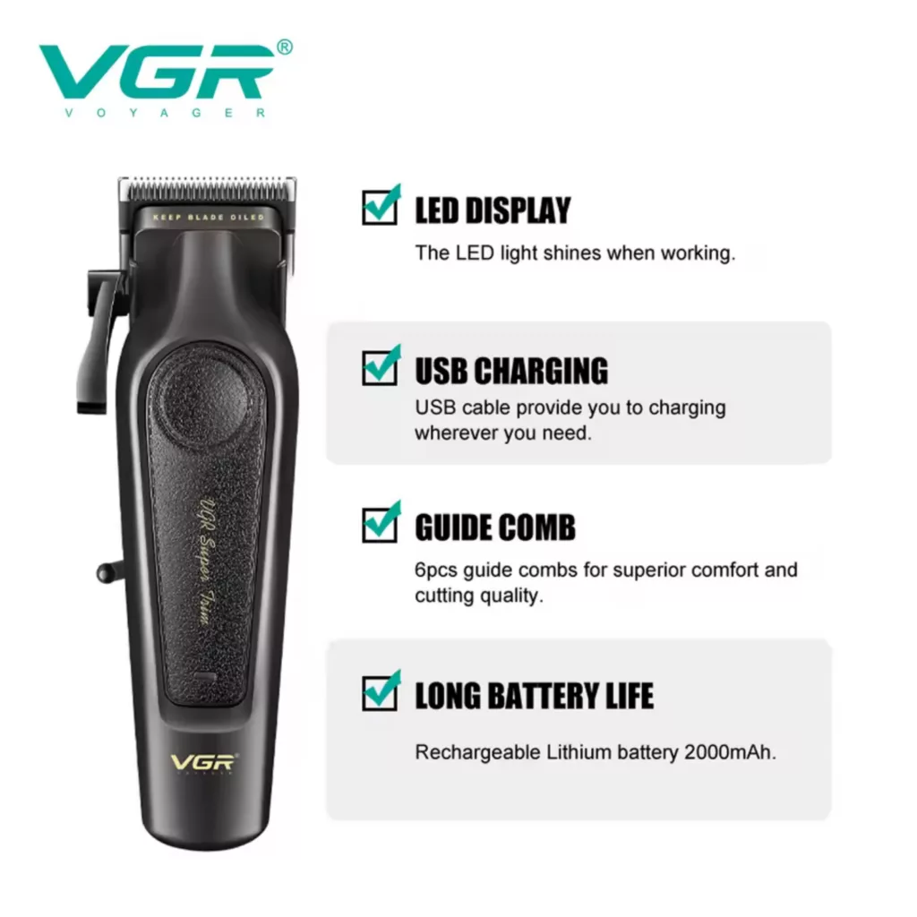 ماشین اصلاح موی سر و صورت شارژی وی جی ار مدل V-197