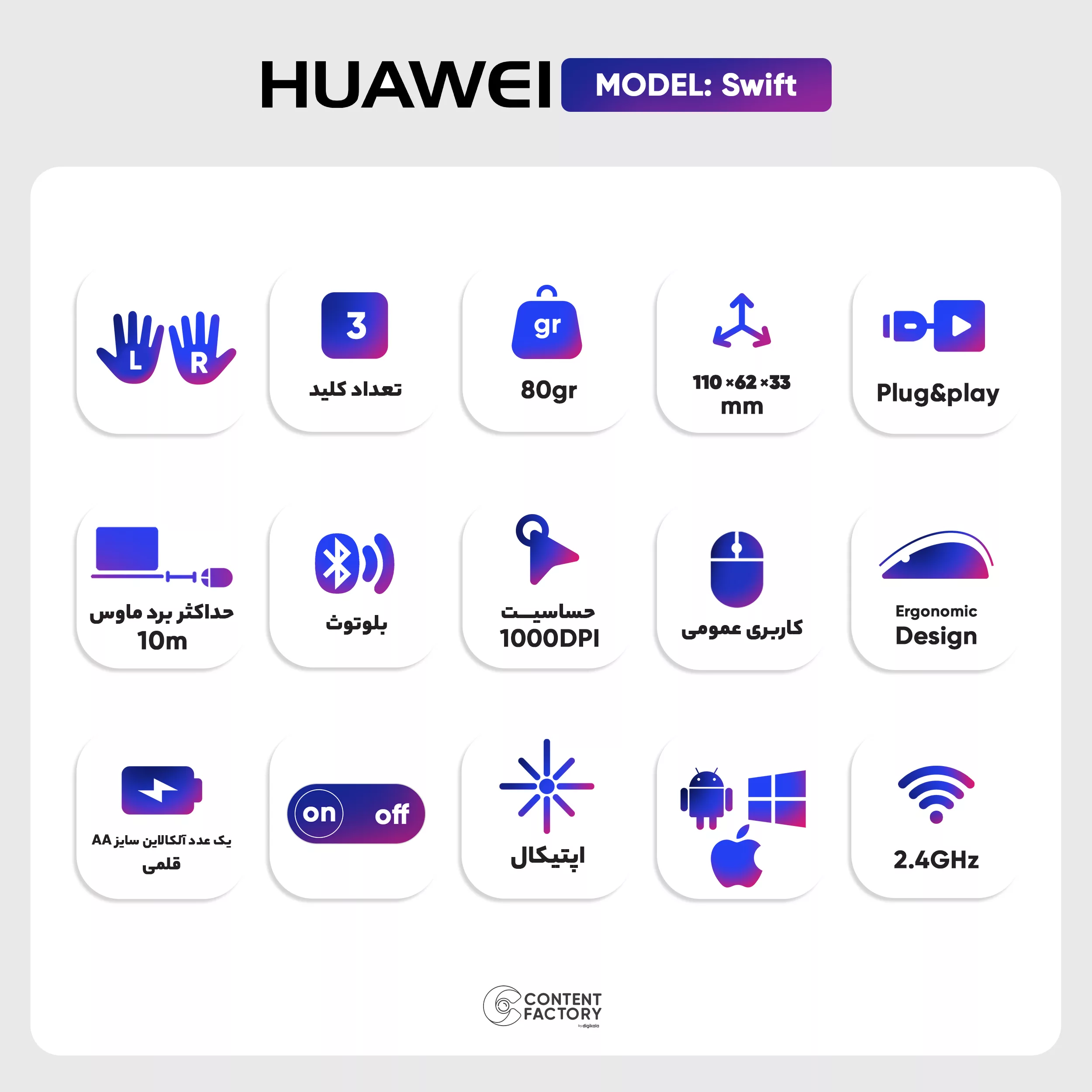 ماوس بی سیم هوآوی مدل Swift