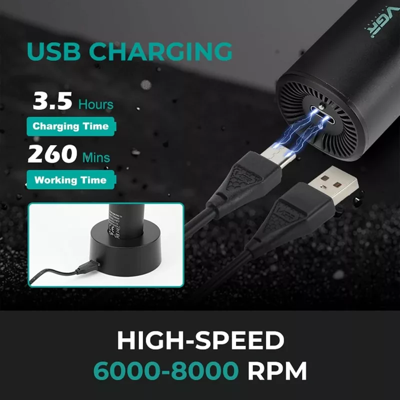 ماشین اصلاح موی سر و صورت شارژی وی جی ار مدل V-977 بسته دو عددی