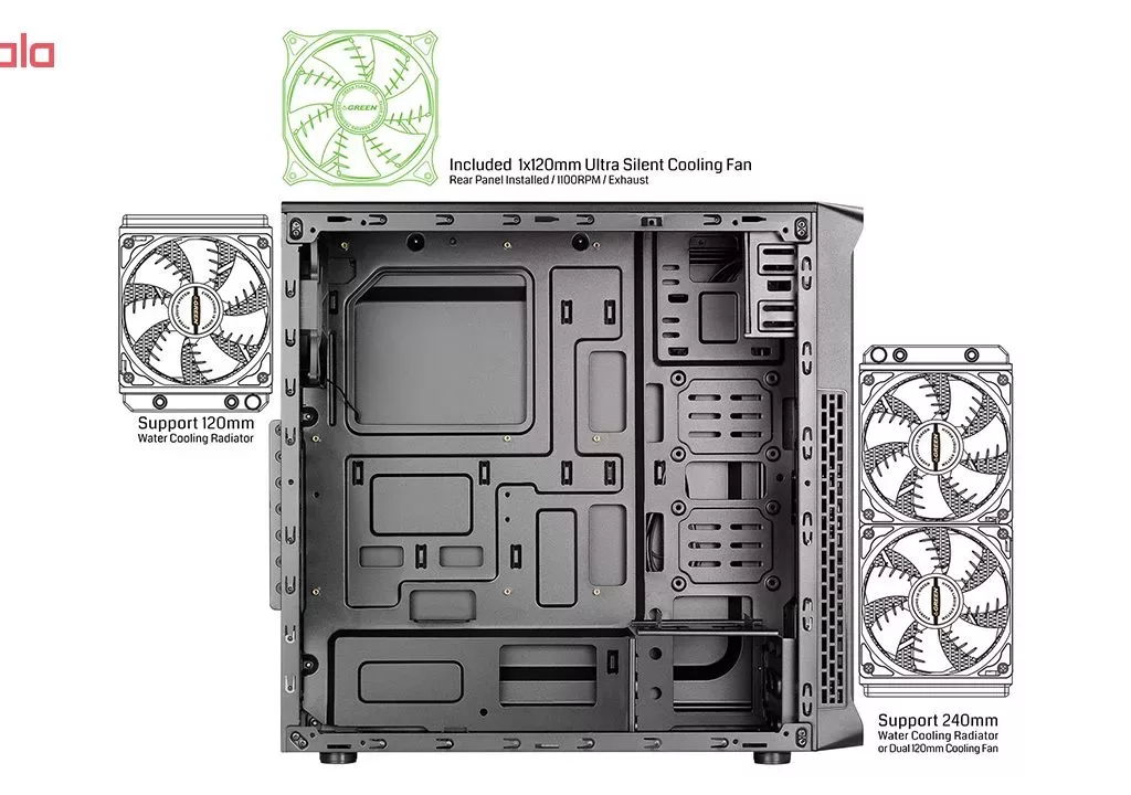 کیس کامپیوتر گرین مدل Oraman Plus