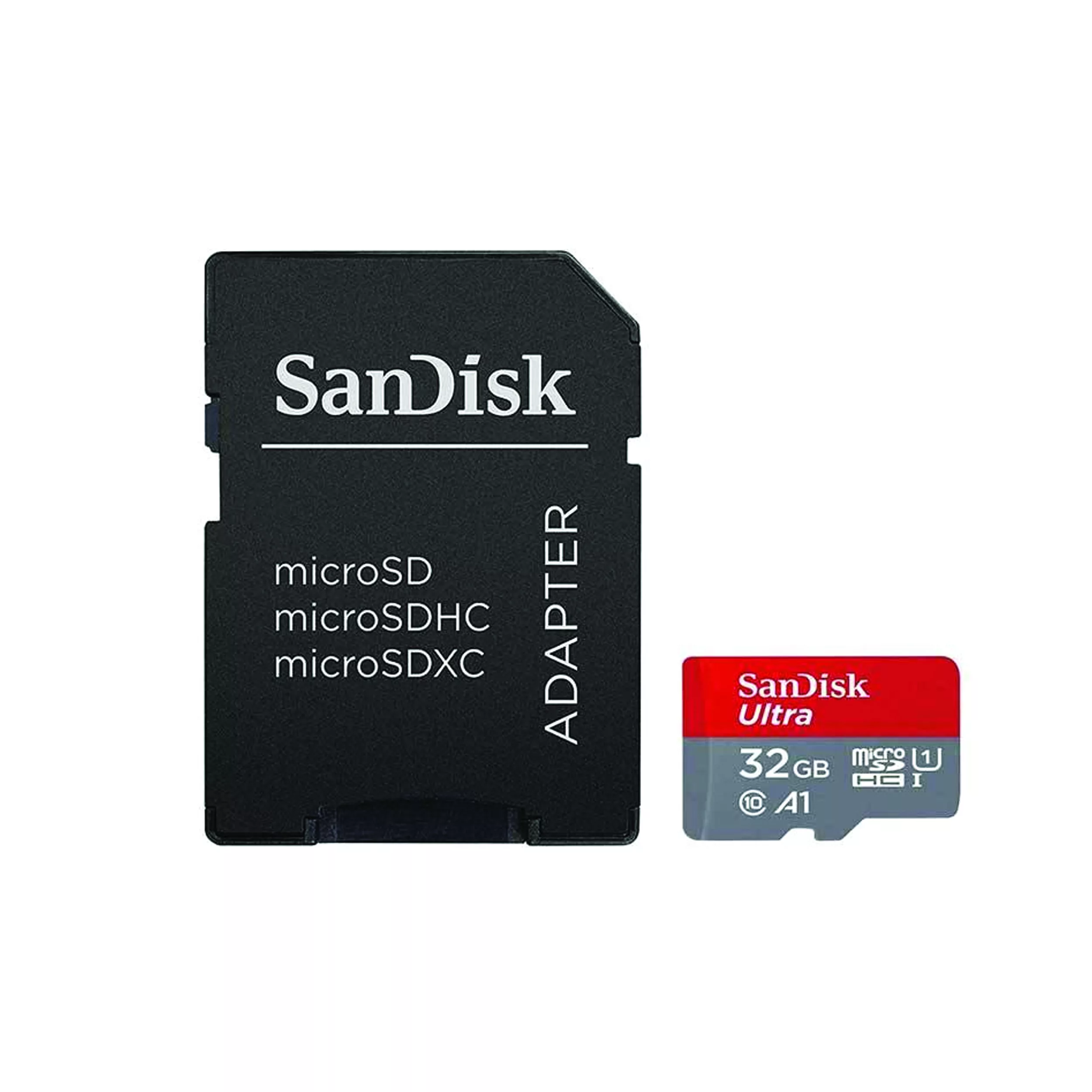 کارت حافظه microSDHC سن دیسک مدل Ultra A1 کلاس 10 استاندارد UHS-I سرعت 100MBps ظرفیت 32 گیگابایت به همراه آداپتور SD