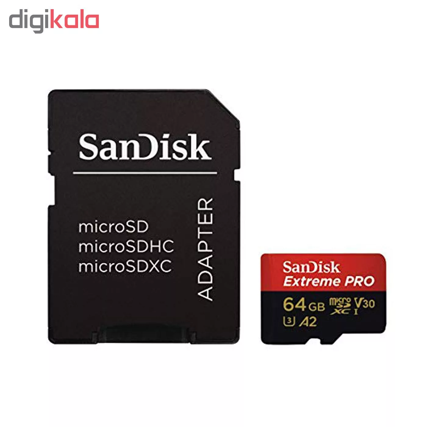 کارت حافظه microSDXC سن دیسک مدل Extreme PRO کلاس A2 استاندارد UHS-I U3 سرعت 170MBs ظرفیت 64 گیگابایت به همراه آداپتور SD