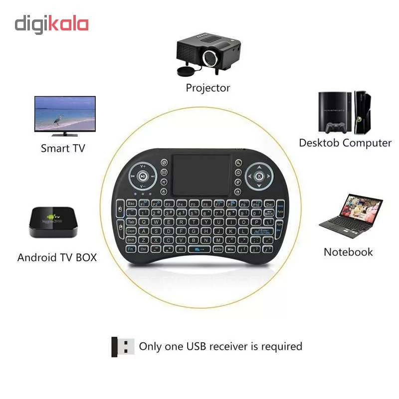 مینی کیبورد بی سیم کد 1020001125، سوییچ ممبران، Portable، نورپردازی LED RGB