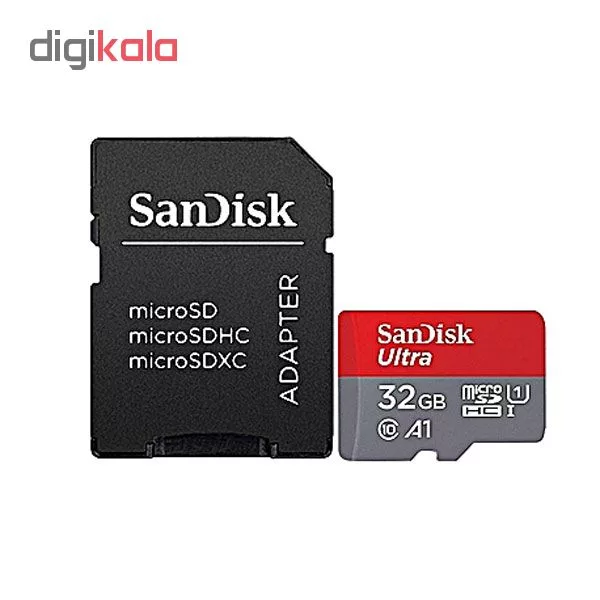 کارت حافظه microSDHC سن دیسک مدل Ultra A1 کلاس 10 استاندارد UHS-I سرعت 98MBps ظرفیت 32 گیگابایت به همراه آداپتور SD