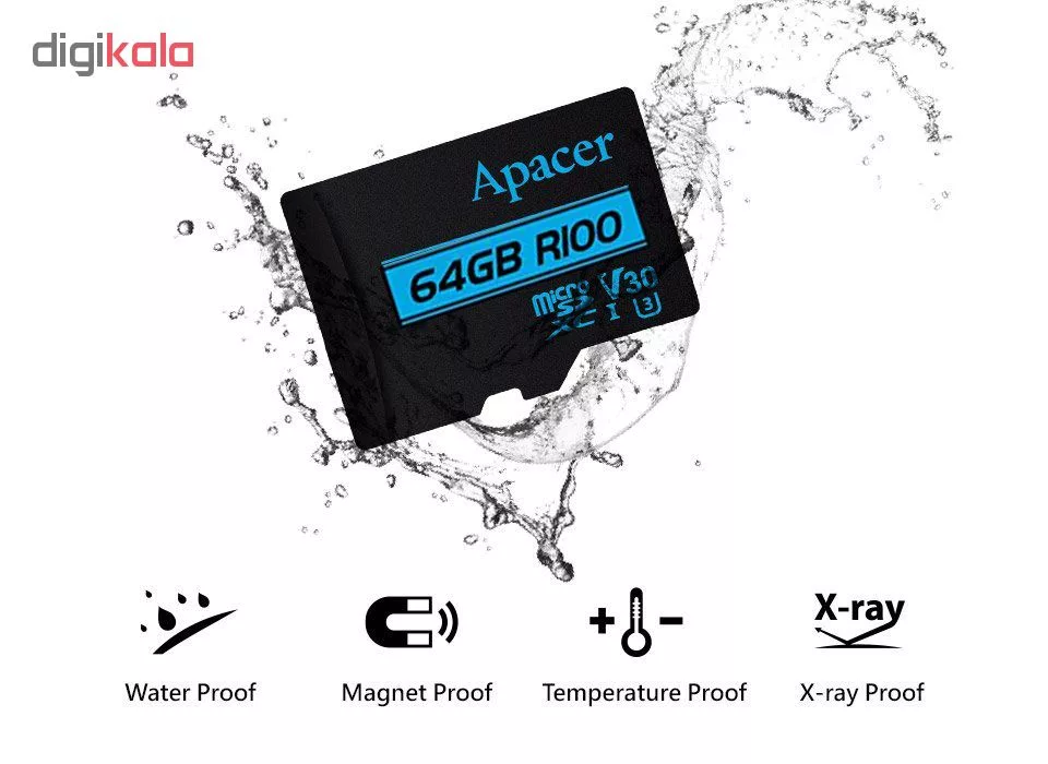 کارت حافظه microSDXC اپیسر مدل V30 کلاس 10 استاندارد UHS-I U3 سرعت 100MBps ظرفیت64گیگابایت به همراه آداپتور SD