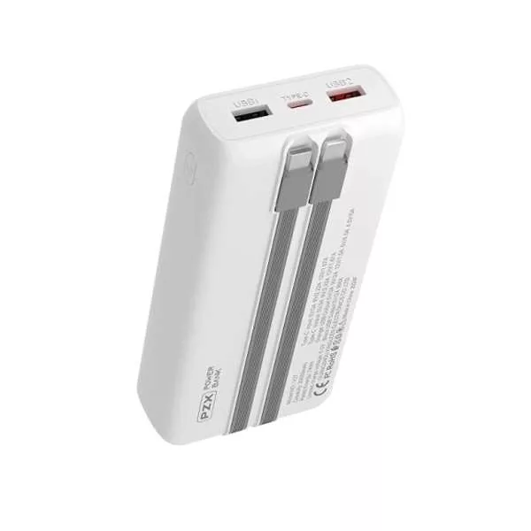 پاوربانک پی زد ایکس مدل V26 Fast Charging 22.5W Cabled ظرفیت 10000 میلی آمپر ساعت