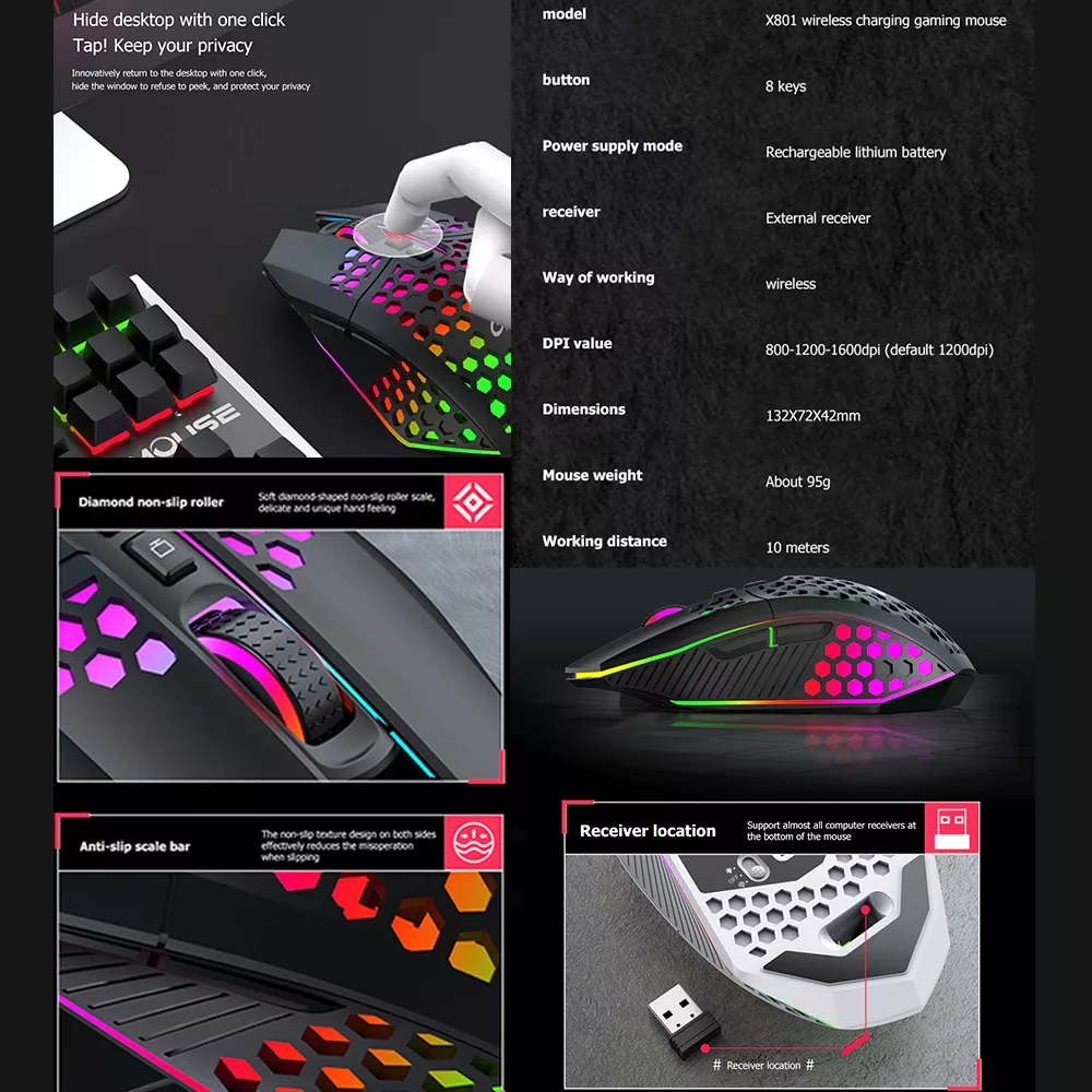 ماوس بی سیم مخصوص بازی مدل Gaming-801