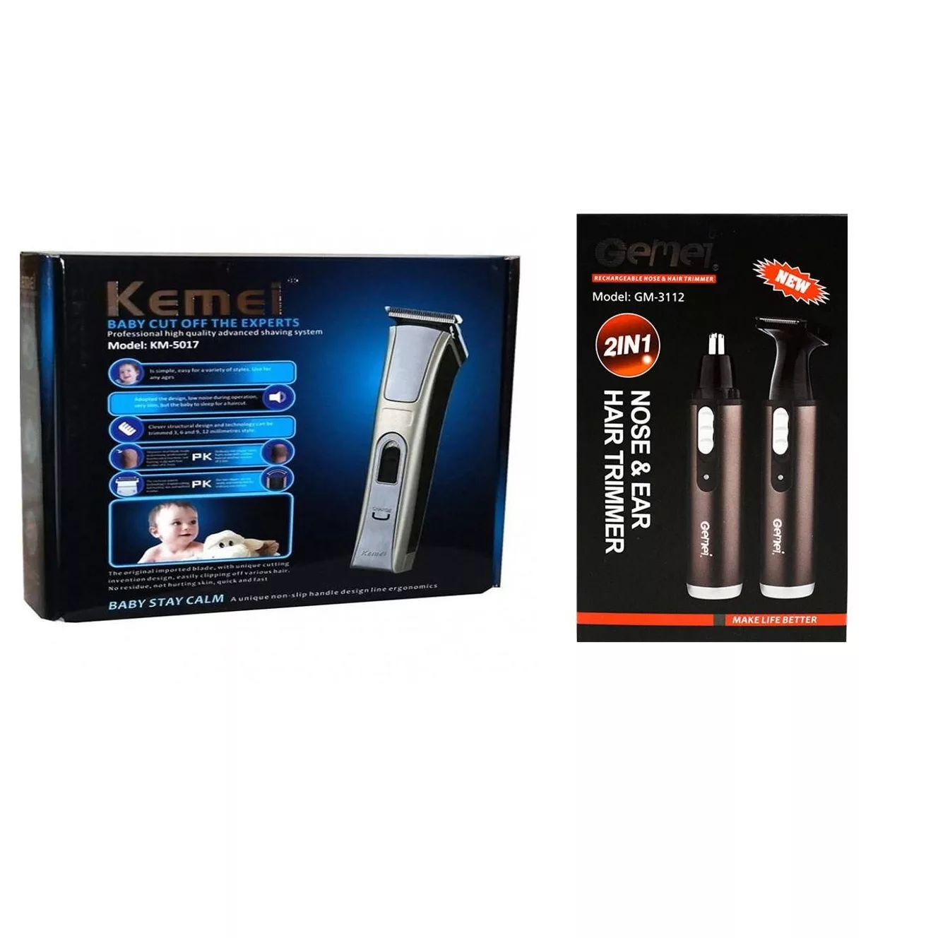 ماشین اصلاح موی صورت کیمی مدل KM-5017 به همراه موزن گوش و بینی جیمی مدل GM 3112