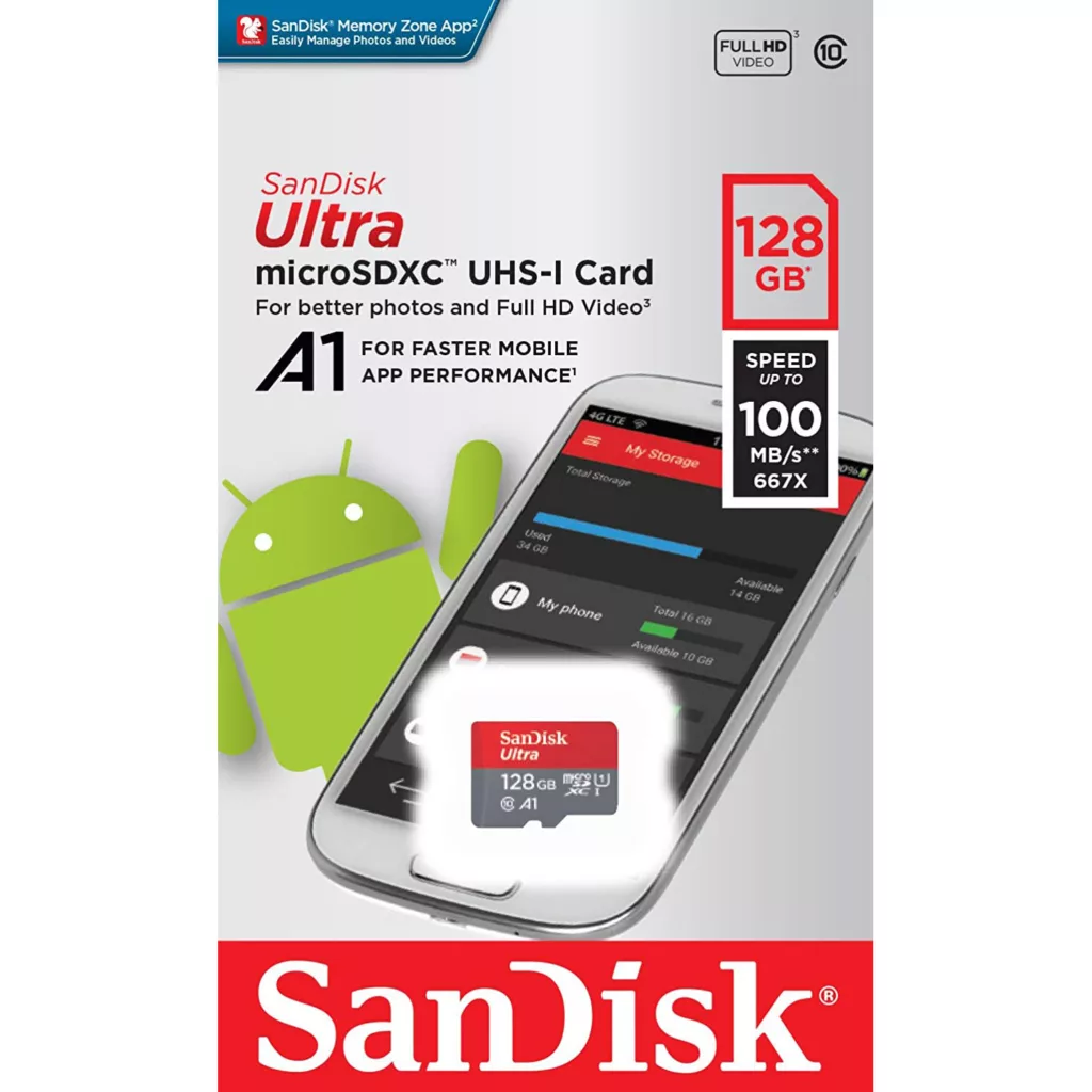 کارت حافظه Micro SDXC سن دیسک UHS-i Class 10 همراه با آداپتور SD ظرفیت 128GB