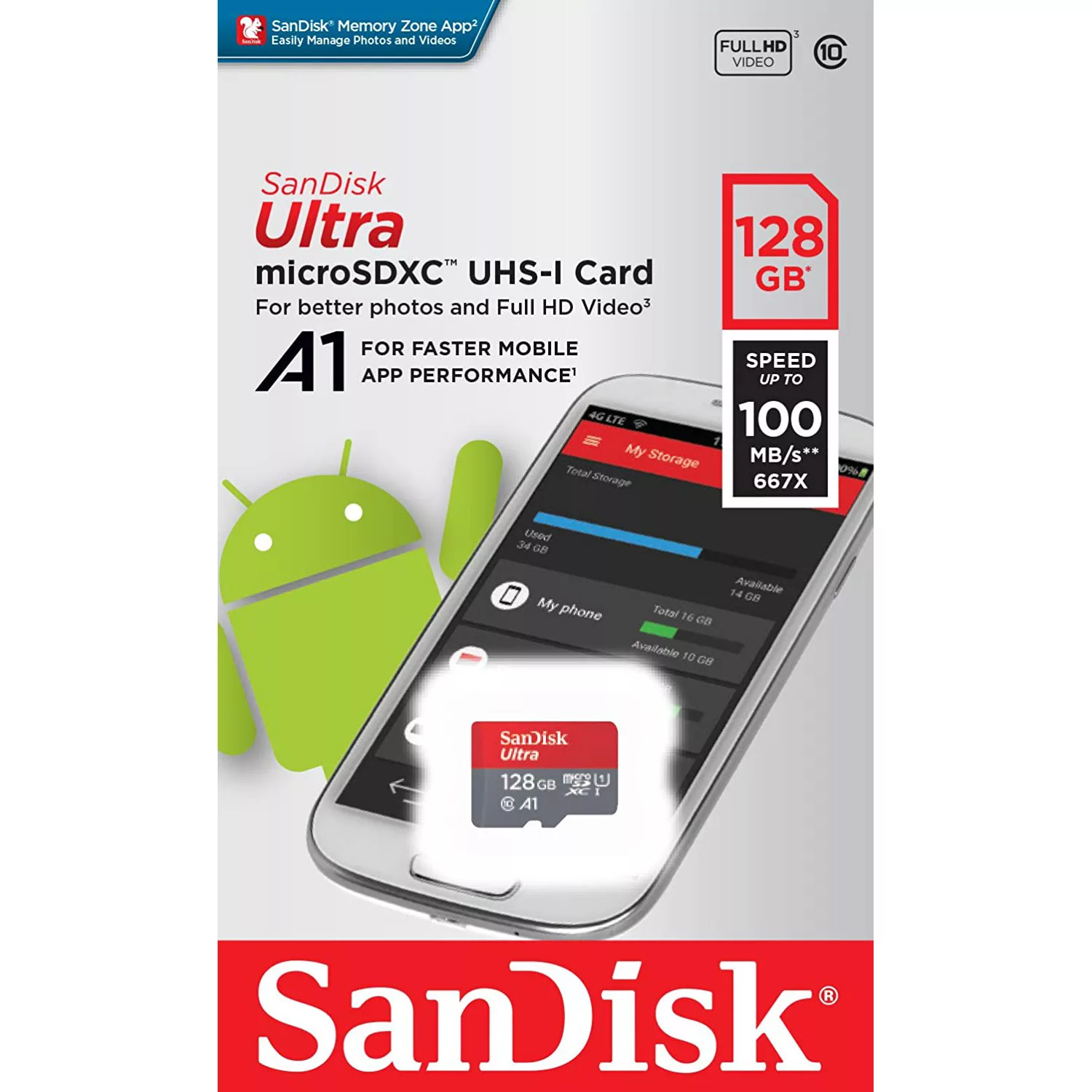 کارت حافظه Micro SDXC سن دیسک UHS-i Class 10 همراه با آداپتور SD ظرفیت 128GB