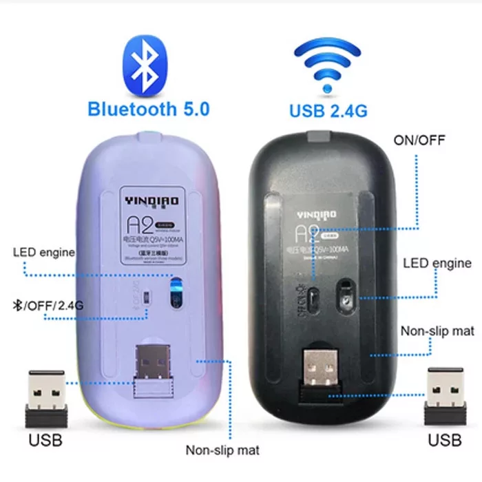ماوس بی سیم مدل A2 RGB BT WIFI