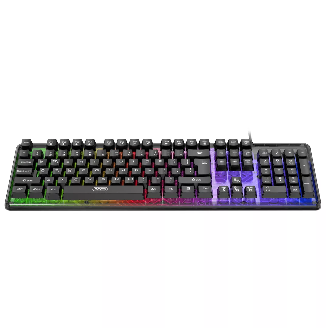 کیبورد گیمینگ ایکس او مدل KB-04، سوییچ ممبران، Full-size، نورپردازی LED RGB