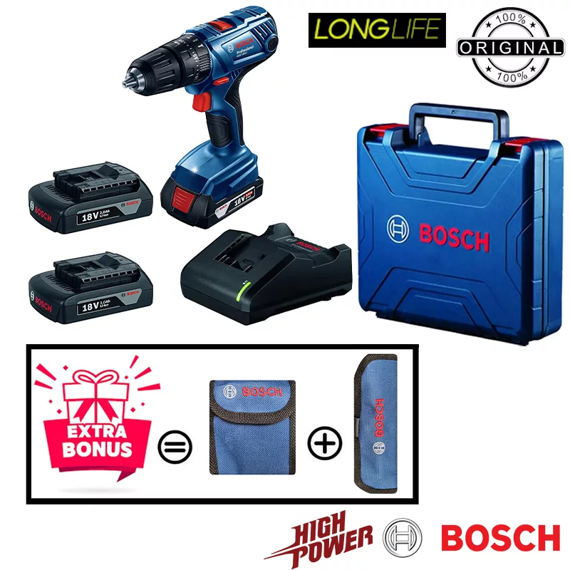 دریل پیچ گوشتی چکشی بوش مدل حرفه ای GSB 180 li  + 2 Bonus Extra