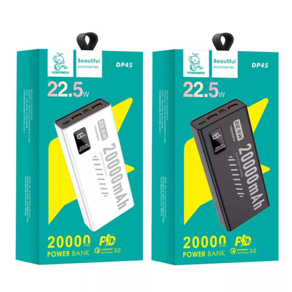 پاوربانک وی دنمن وی مدل 22.5 وات DP45 ظرفیت 20000 میلی‌ آمپر ساعت