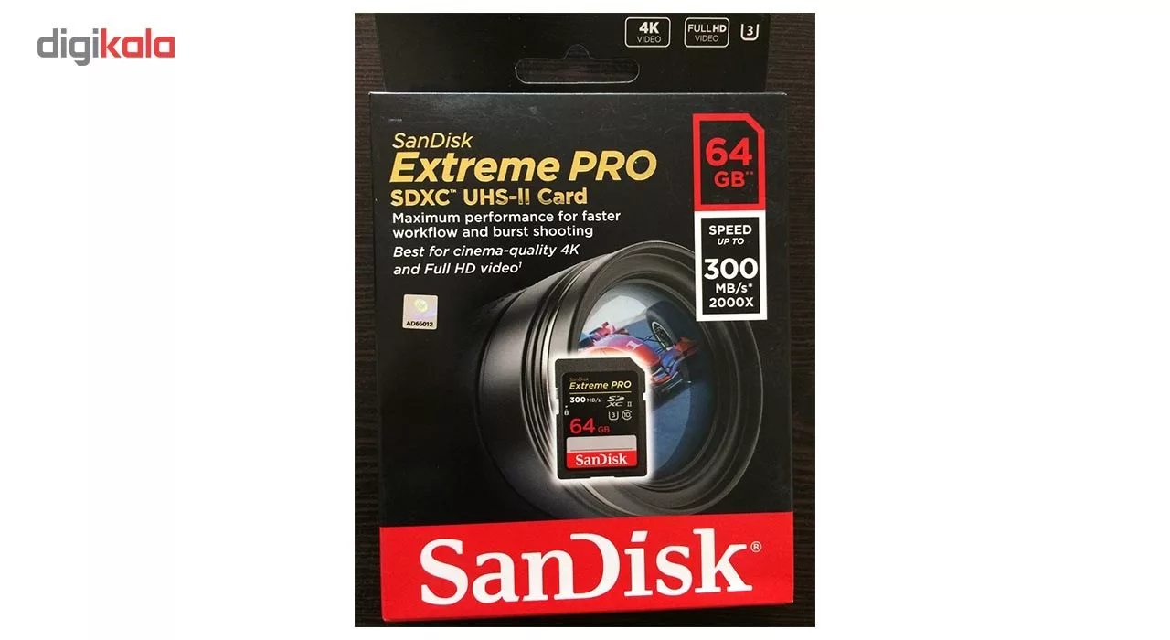 کارت حافظه SDXC سن دیسک مدل Extreme Pro استاندارد UHS-II U3 سرعت 2000X 300MBps ظرفیت 64 گیگابایت