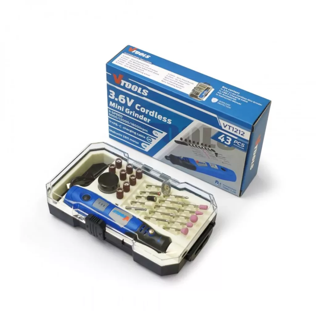 فرز مینیاتوری شارژی وی تولز مدل VT1212 مجموعه 43 عددی